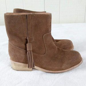 Fiel Brown Suede Ankle Boots Booties Tassel